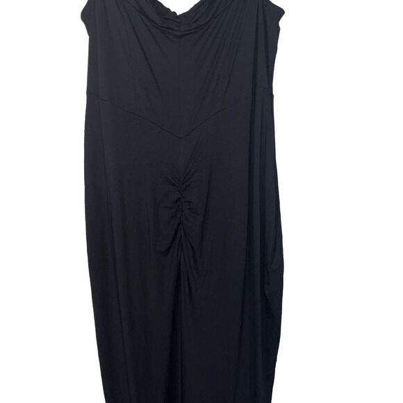 ASOS‎ Design Curve Dress Sz 20 Black Draped Crossover Neck Midi Tapered - Picture 9 of 14